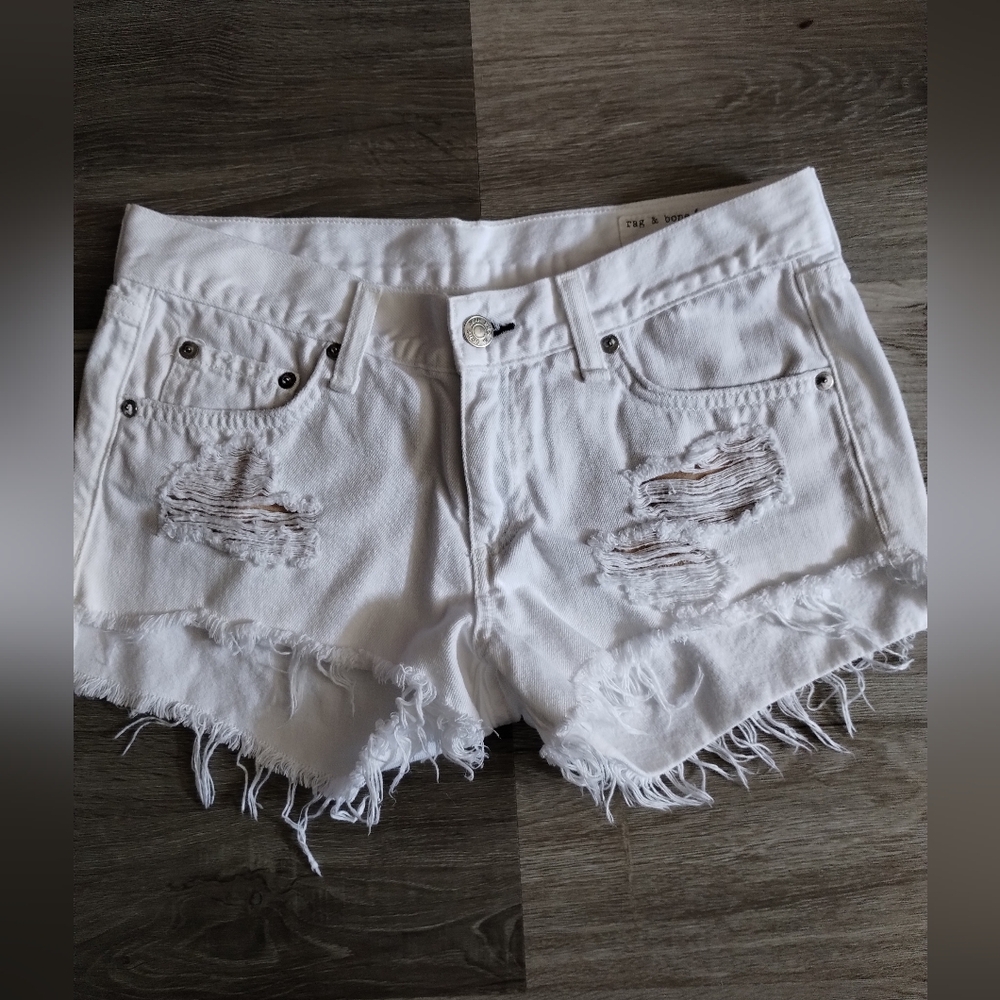 rag & bone White Women Distressed Shorts 24